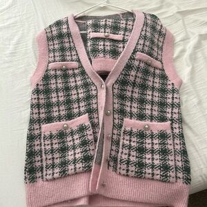 Houndstooth sweater vest and skirt set